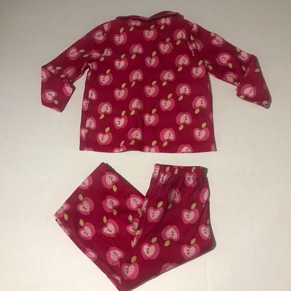 Carter’s Pink Apple Novelty Print Fleece Matching Pajama Set Girls Sz 3 Toddler - Picture 2 of 6